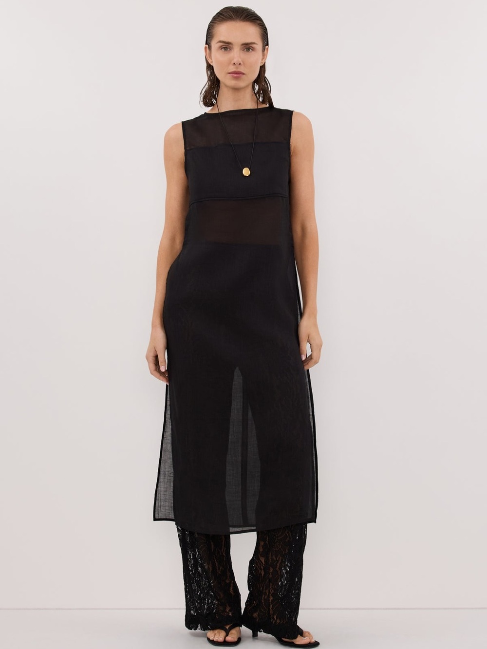 Dissh Kai black sleeveless ramie tunic top - 6 / black NWT